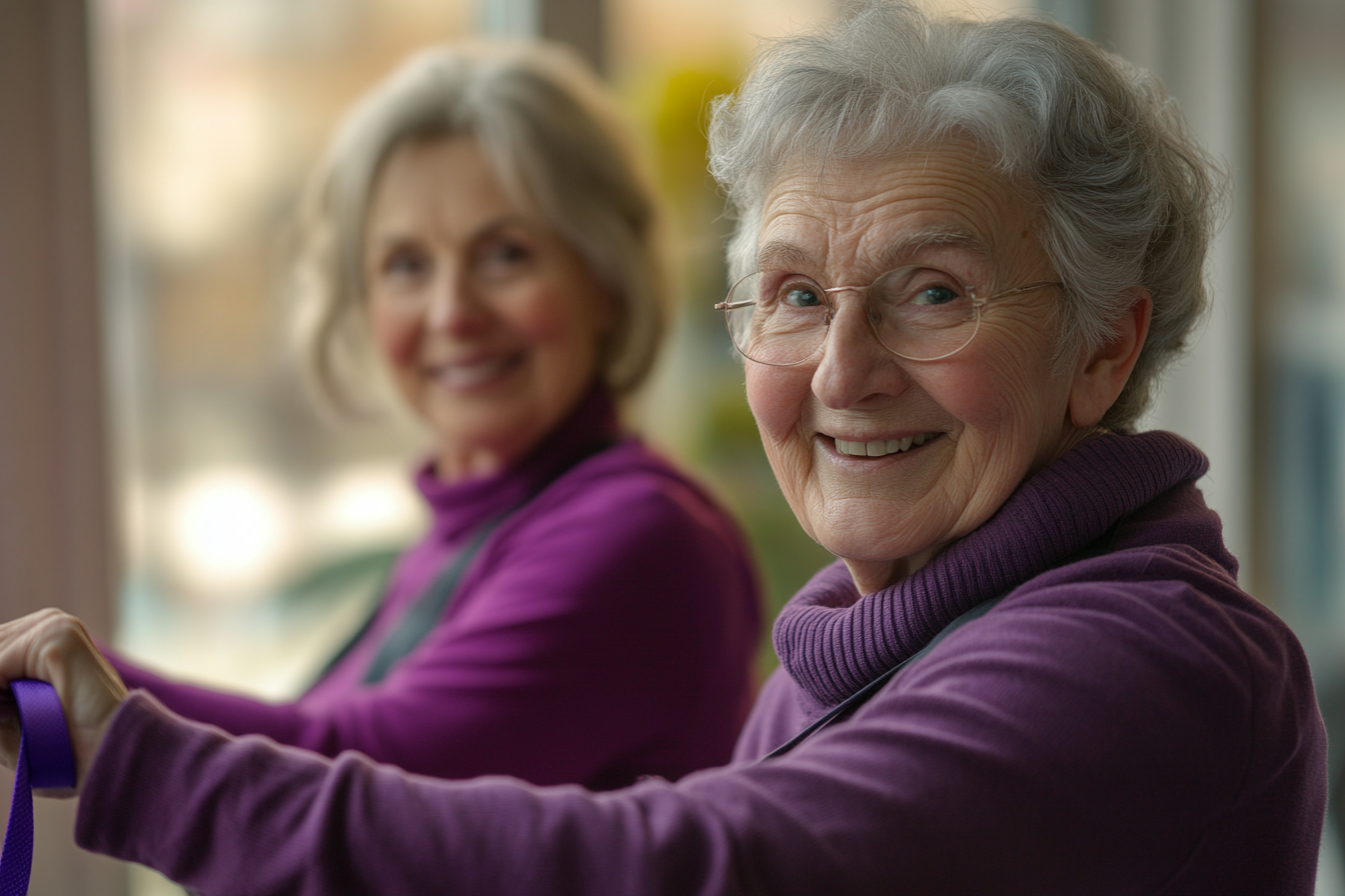 Група старших людей на заняттях з фітнесу